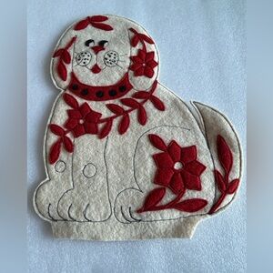 Retired Hungarian Sandor Vintage Felt Dog Appliqué Pillow Or Door Stop Cover DIY